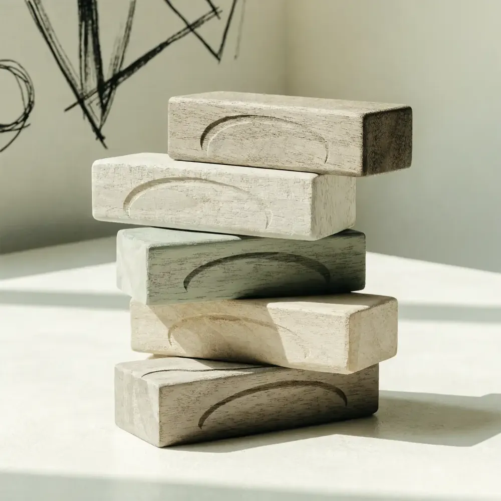 Les cinq blocs d'un prompt structuré, assemblés comme un jeu de construction.